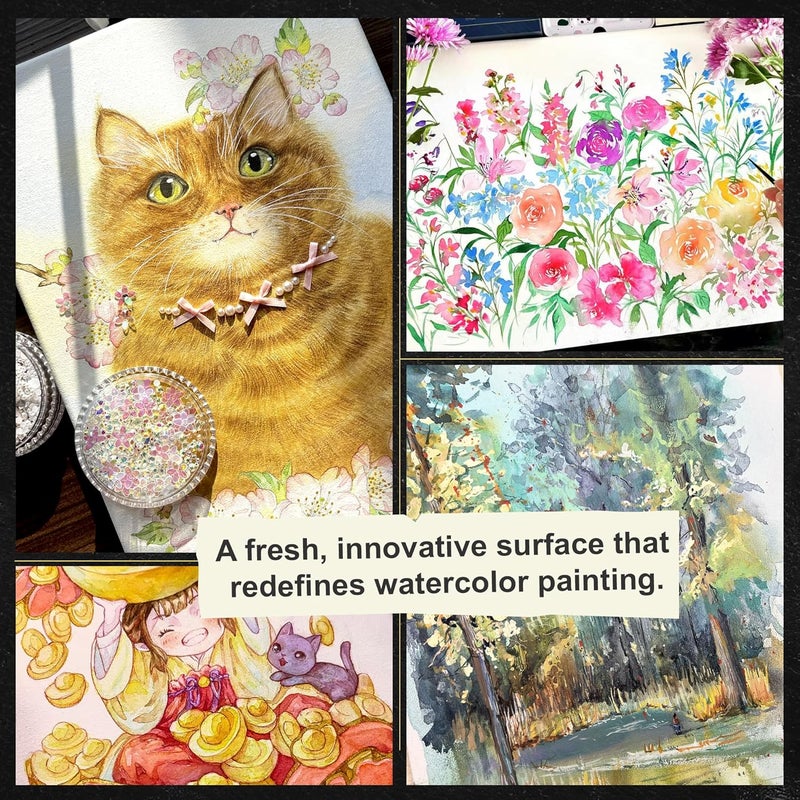 Phoenix Watercolor Canvas Boards for Painting - 9x12 Inch/6 Pack, 100% Cotton Water Color Canvas Panels, 8 Oz. / 260g White Blank Medium Texture Flat Canvases for Water Based Paints - Image 4